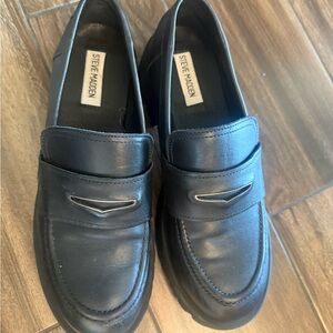 Steve Madden Black Leather Loafers